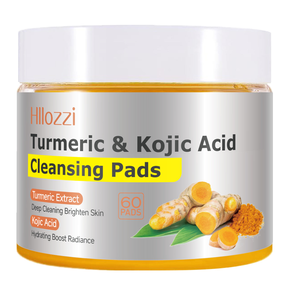 Turmeric Kojic Acid Cleansing Pads – Daily Gentle Peel for Dark Spots & Radiant Skin | Hydrating with Vitamin C, B5, Aloe Vera | 60 Count + Tweezers