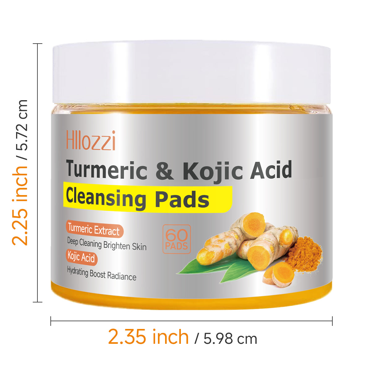 Turmeric Kojic Acid Cleansing Pads – Daily Gentle Peel for Dark Spots & Radiant Skin | Hydrating with Vitamin C, B5, Aloe Vera | 60 Count + Tweezers