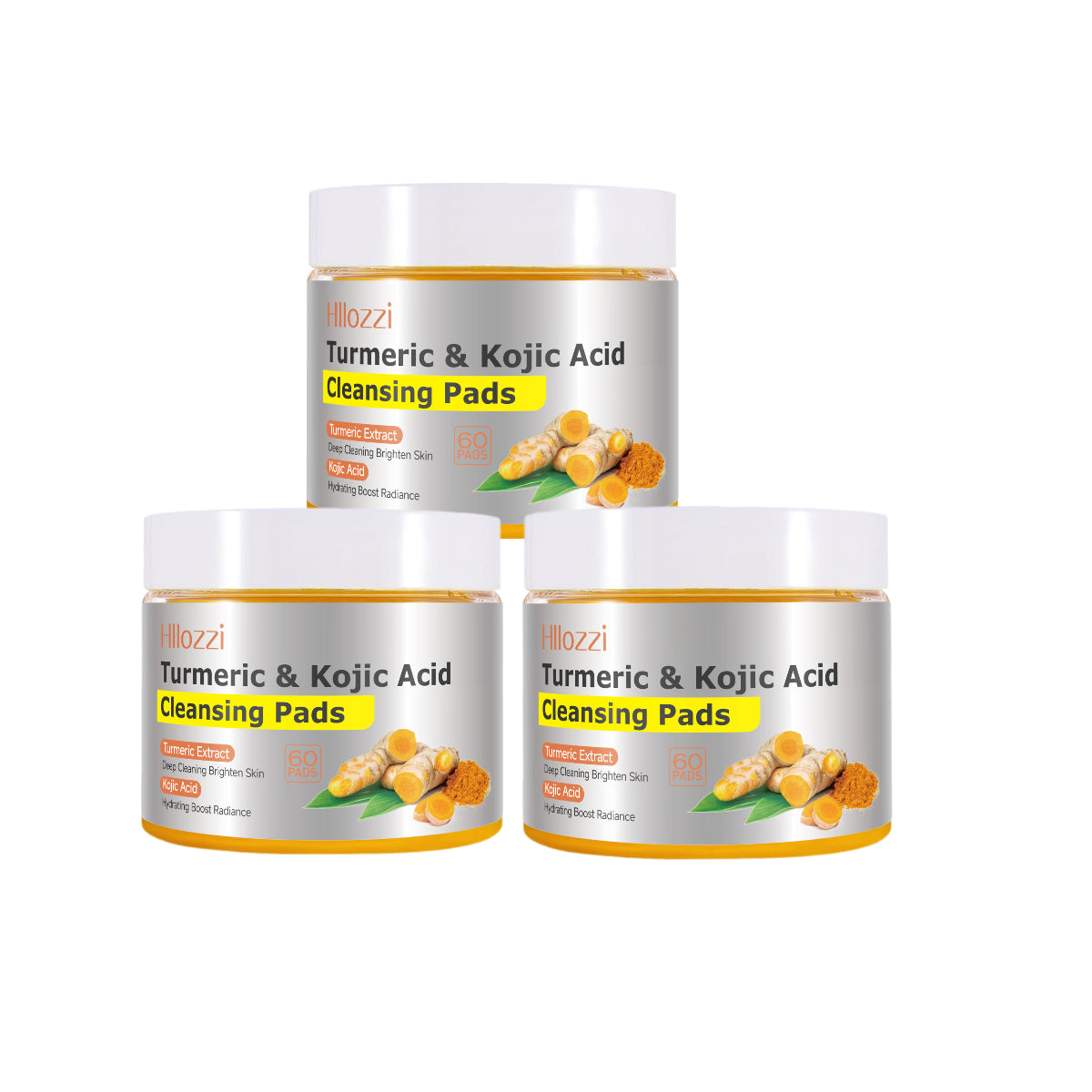 Turmeric Kojic Acid Cleansing Pads – Daily Gentle Peel for Dark Spots & Radiant Skin | Hydrating with Vitamin C, B5, Aloe Vera | 60 Count + Tweezers
