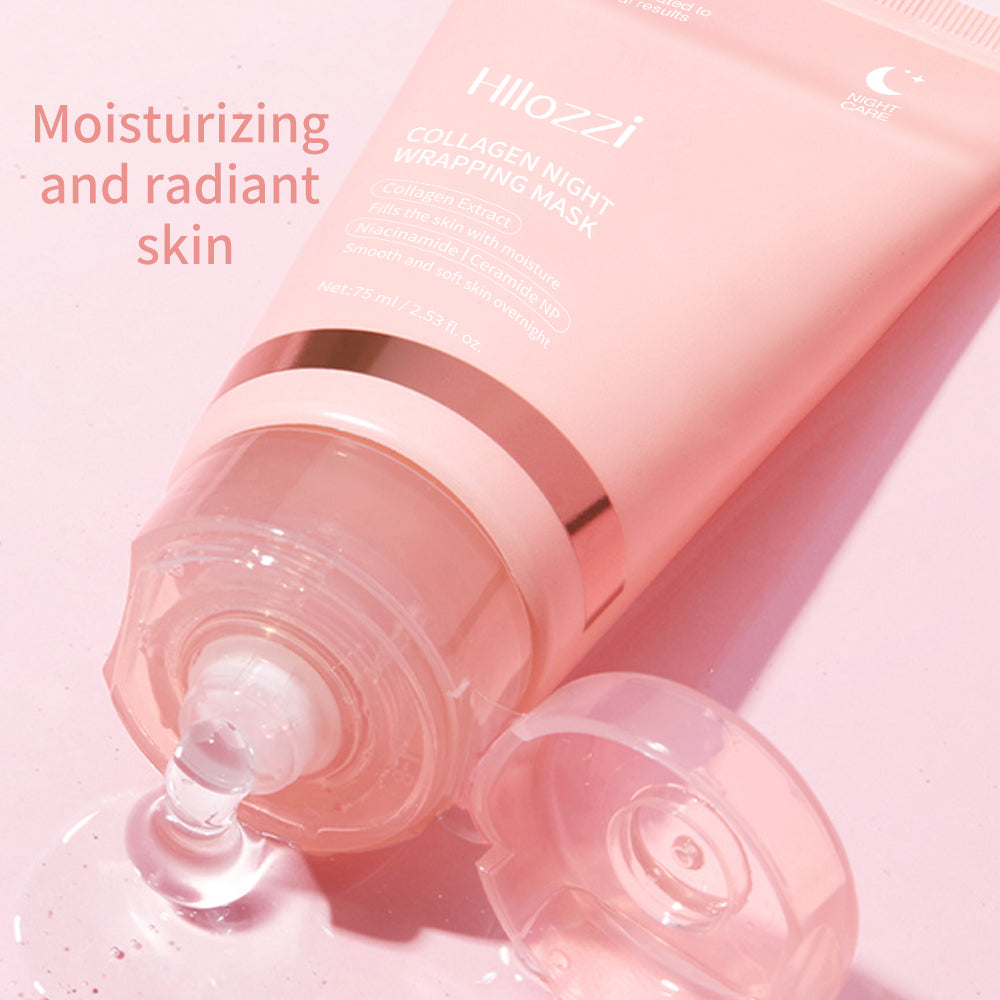 Hllozzi Overnight Collagen Wrapping Mask – Peel-Off Hydrating, Lifting & Glow Care – With Niacinamide, Ceramide NP & Hyaluronic Acid, 75ml
