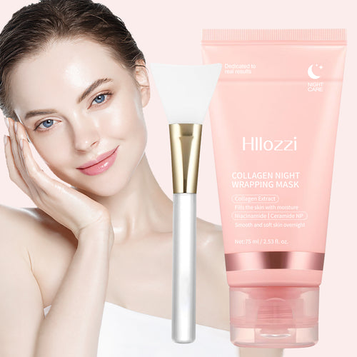 Hllozzi Overnight Collagen Wrapping Mask – Peel-Off Hydrating, Lifting & Glow Care – With Niacinamide, Ceramide NP & Hyaluronic Acid, 75ml