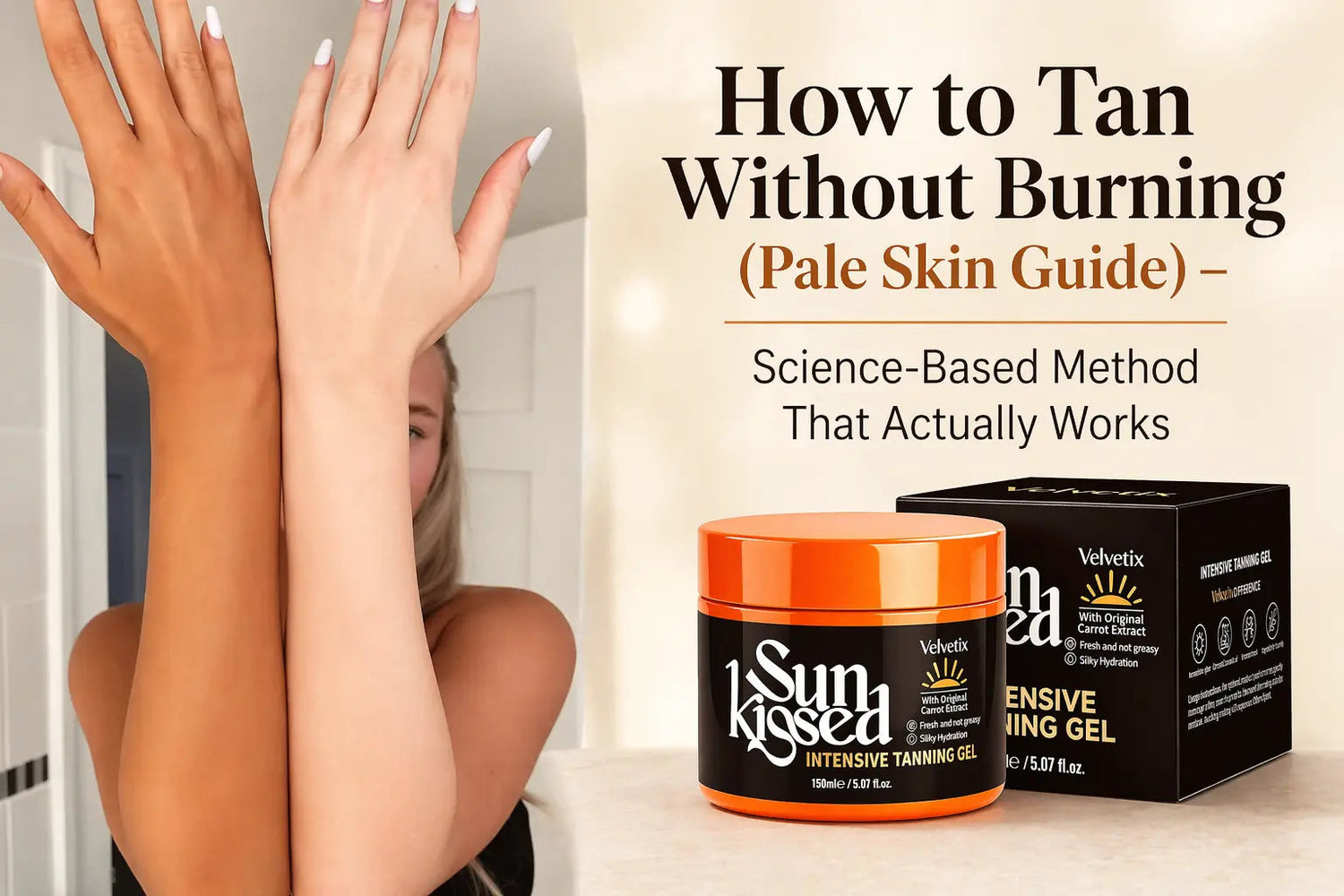 How to Build a Golden Tan on Pale Skin Step by Step cover image for Velvetix pale skin outdoor tanning guide