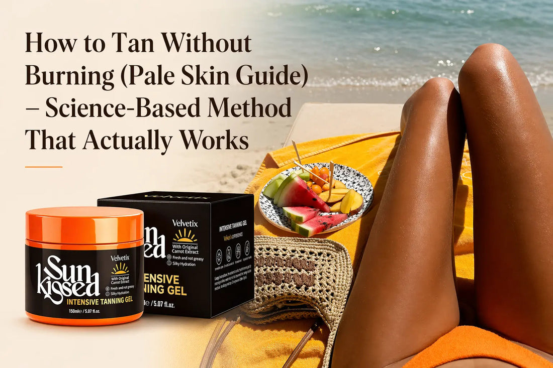How to Look Less Pale Before Vacation cover image for Velvetix pale skin outdoor tanning guide