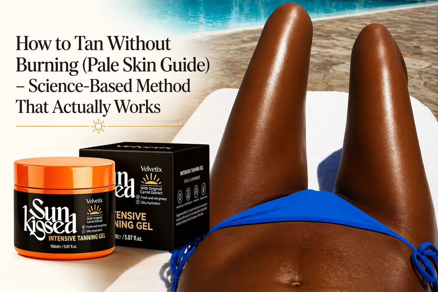 How to Get a Natural Sun-Kissed Glow on Pale Skin cover image for Velvetix pale skin outdoor tanning guide
