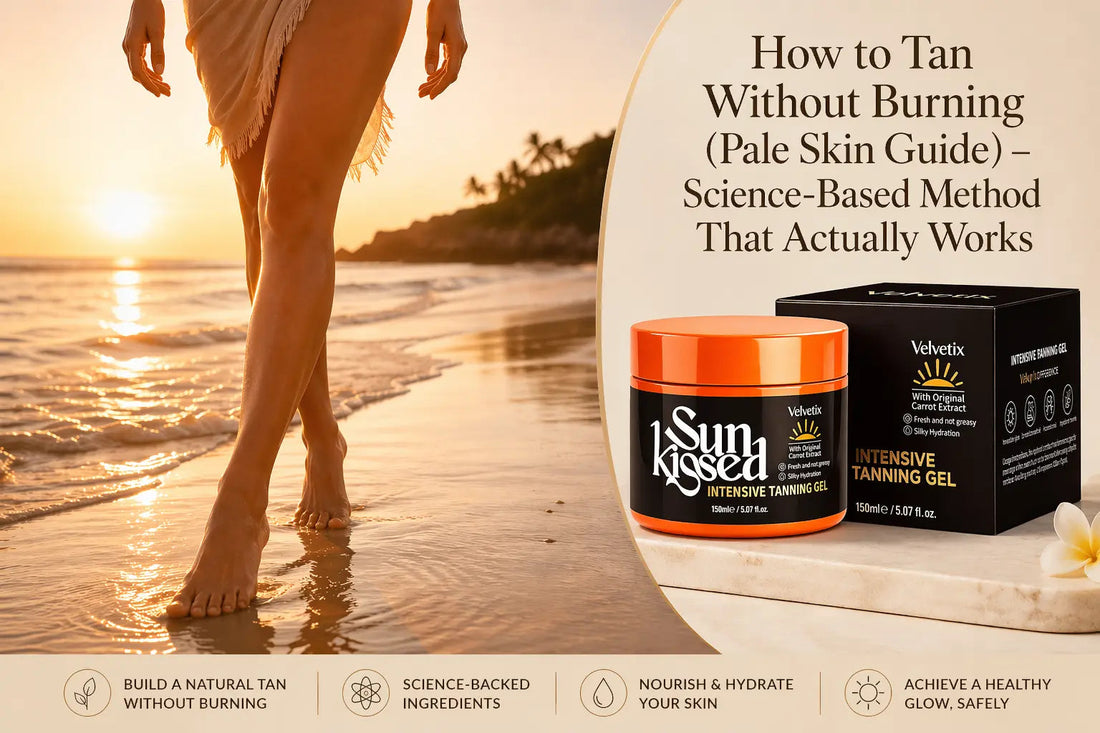 How to Tan Fair Skin Gradually Without Overdoing It cover image for Velvetix pale skin outdoor tanning guide