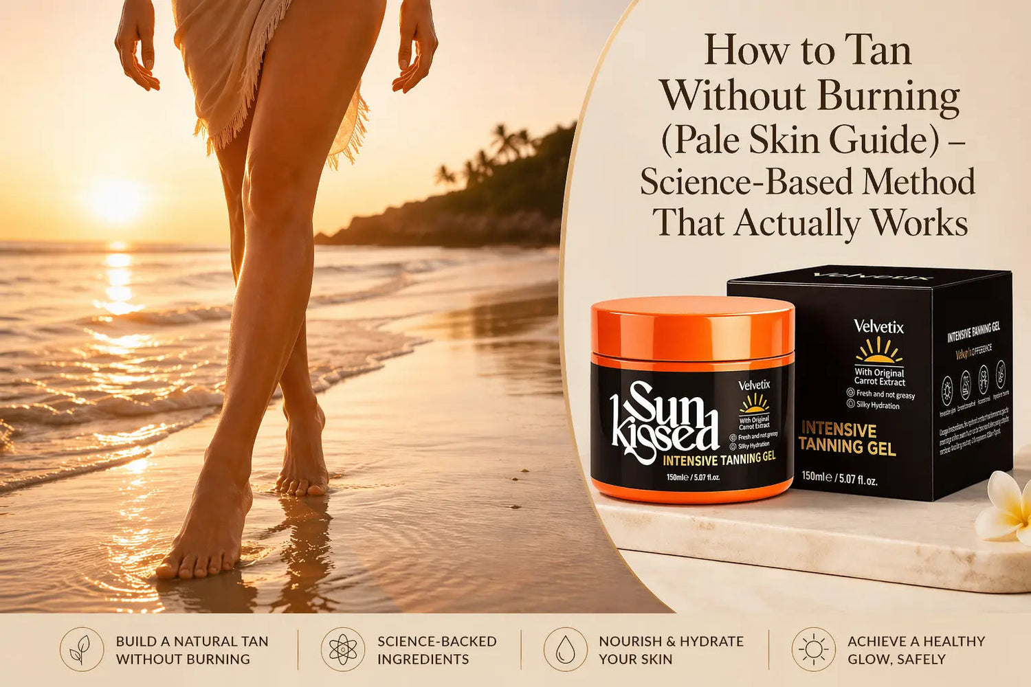 How to Tan Fair Skin Gradually Without Overdoing It cover image for Velvetix pale skin outdoor tanning guide