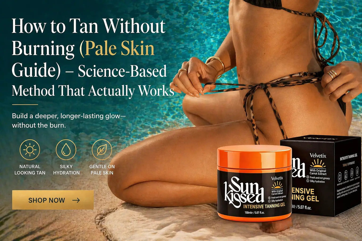 How to Boost Your Outdoor Tan Before Vacation cover image for Velvetix pale skin outdoor tanning guide