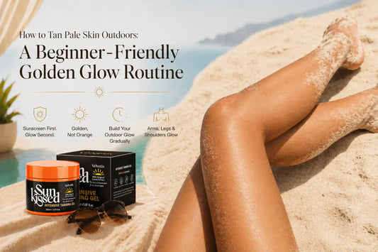 How to Use Tanning Gel Without Looking Orange cover image for Velvetix pale skin outdoor tanning guide