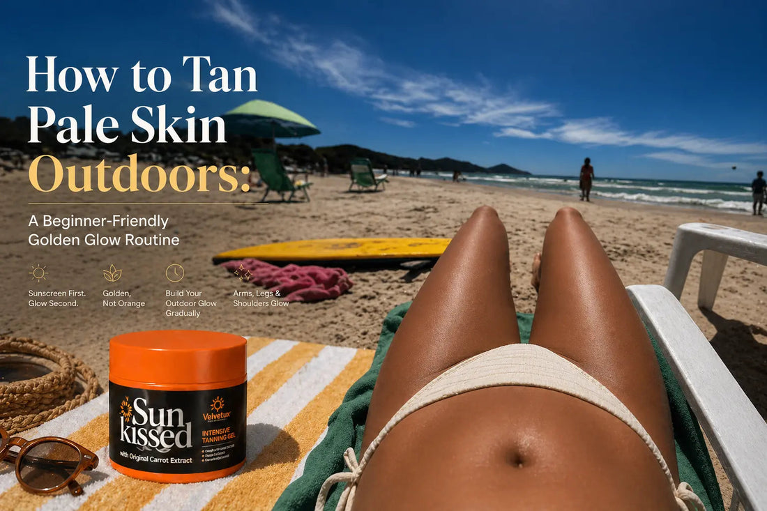 Best Outdoor Tanning Routine for a Natural Golden Glow cover image for Velvetix pale skin outdoor tanning guide