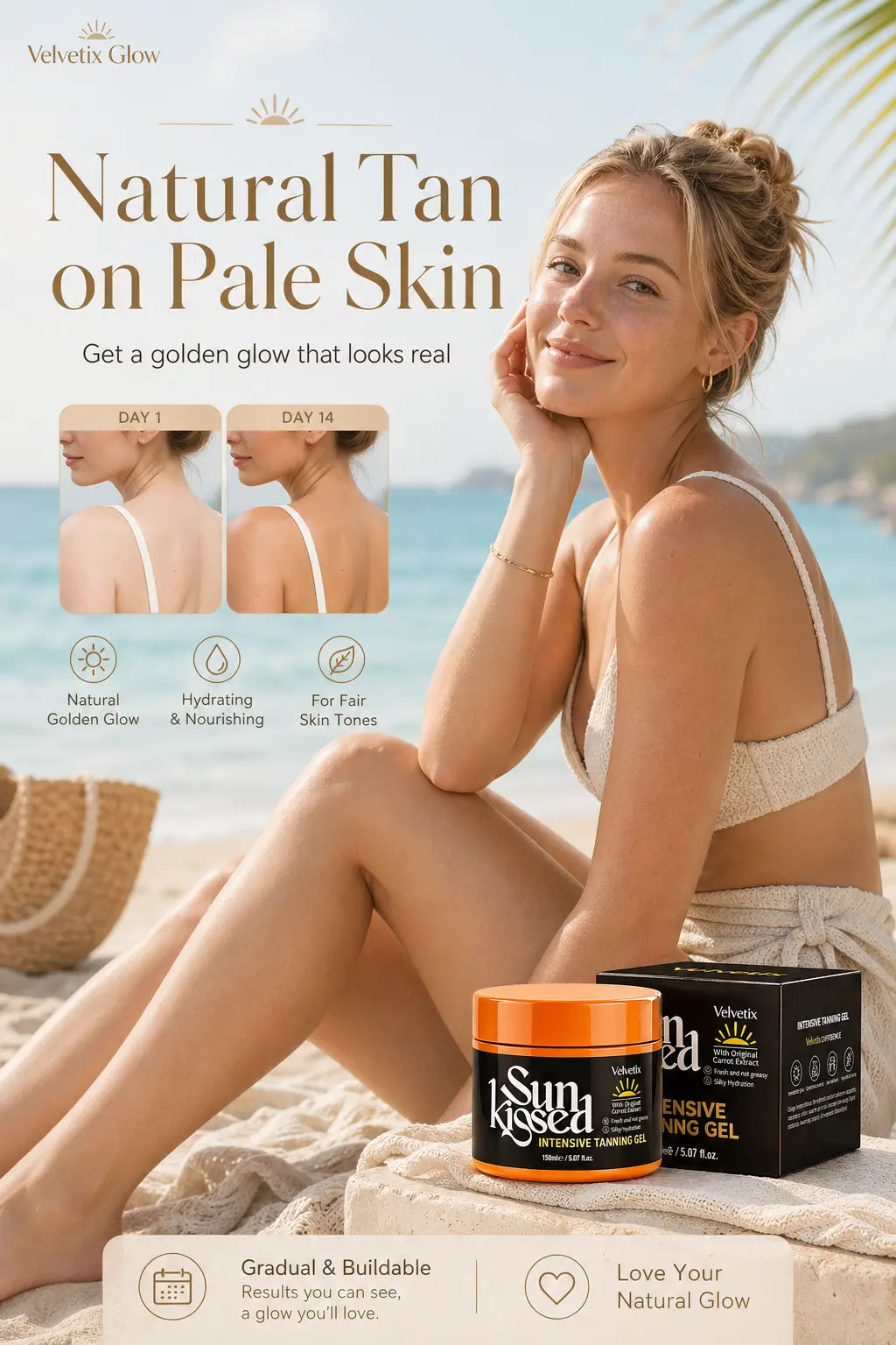 The Arms + Legs Glow-Up Routine cover image for Velvetix pale skin outdoor tanning guide