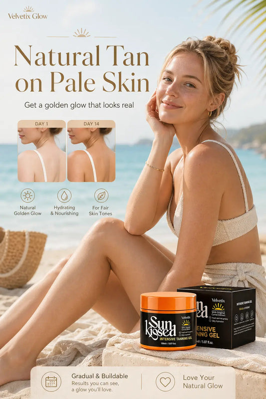 The Arms + Legs Glow-Up Routine cover image for Velvetix pale skin outdoor tanning guide
