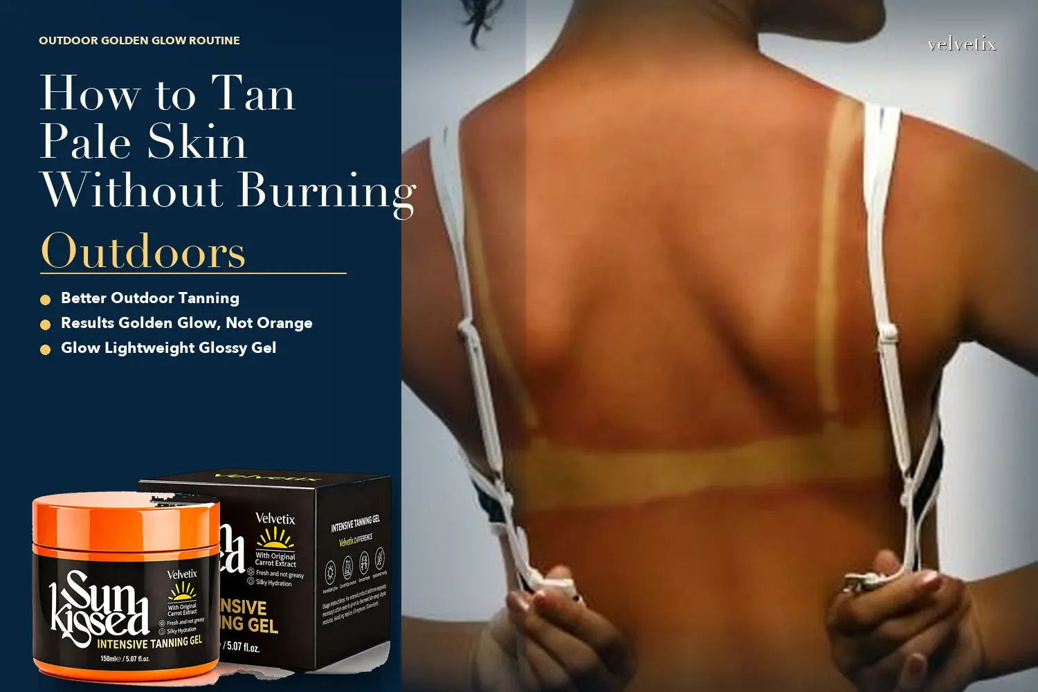 How to Build a Deeper Outdoor Tan Gradually cover image for Velvetix pale skin outdoor tanning guide