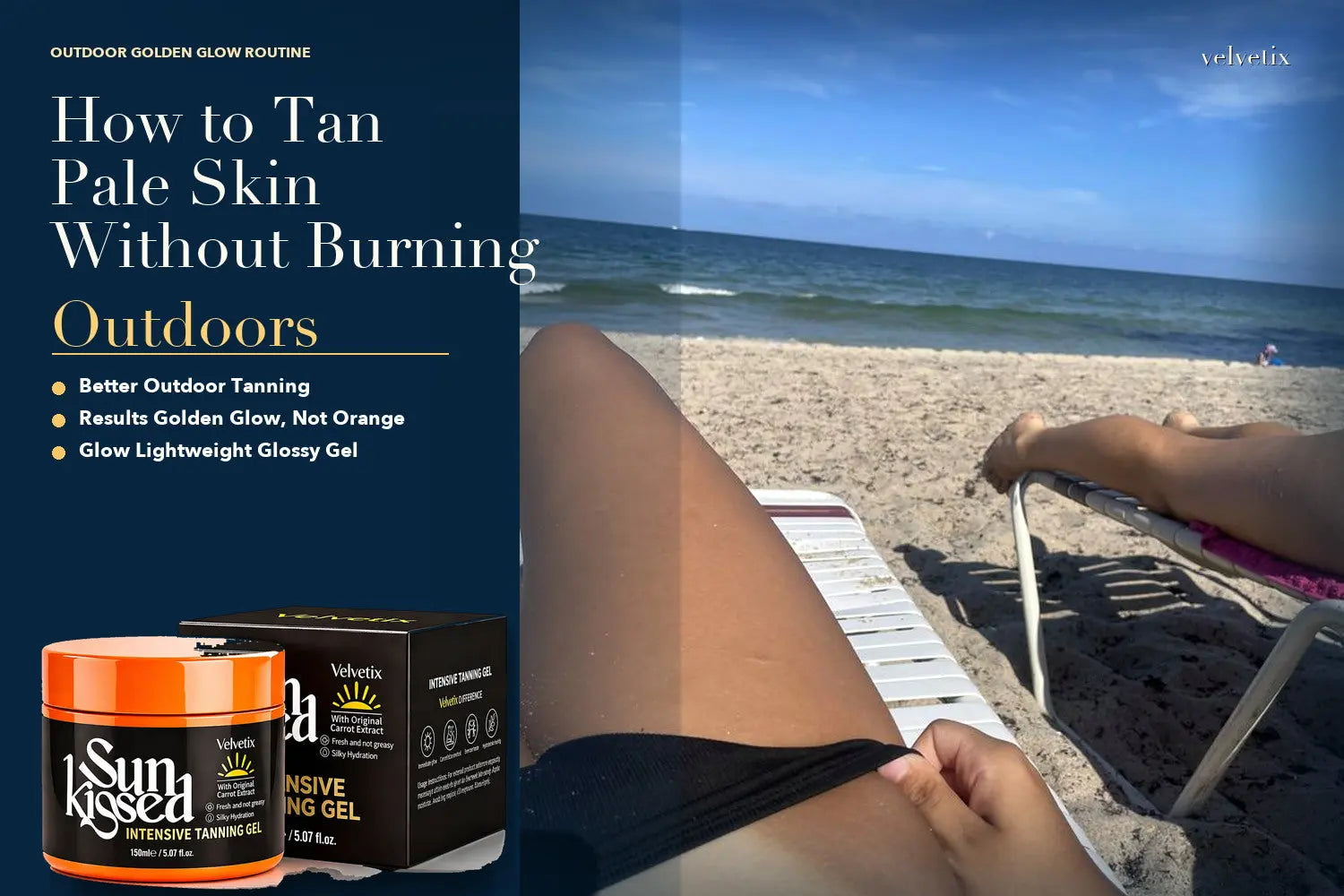 Sunscreen-First Outdoor Tanning Routine cover image for SPF-first Velvetix outdoor tanning safety guide