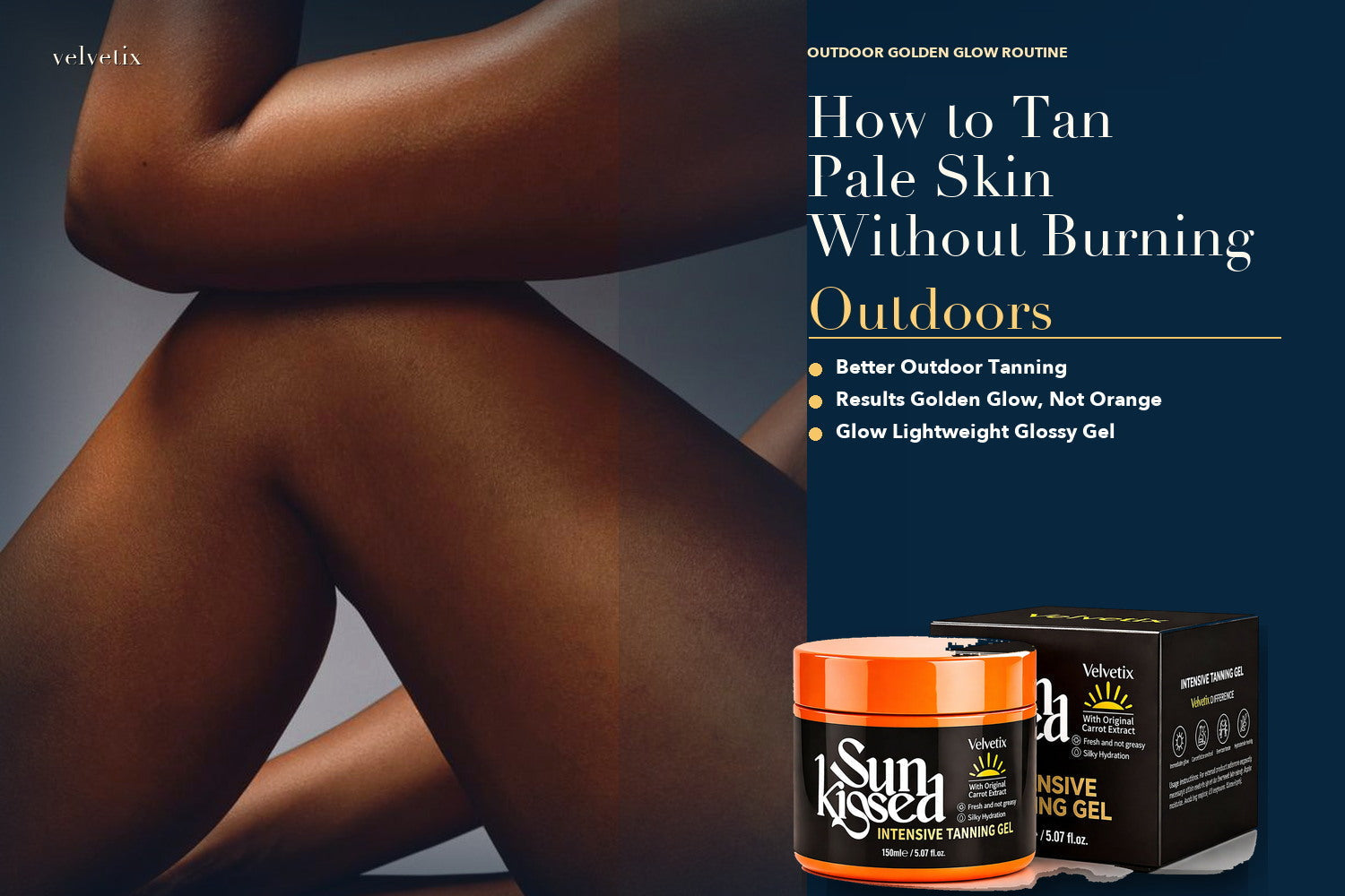 Tanning Gel Before and After: What Pale Skin Can Realistically Expect cover image for Velvetix pale skin outdoor tanning guide