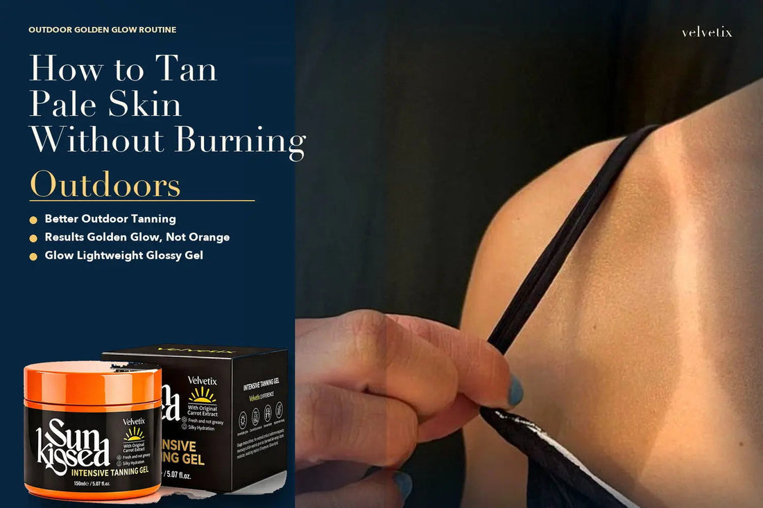 Tanning Gel: How to Choose One for Outdoor Glow cover image for Velvetix pale skin outdoor tanning guide