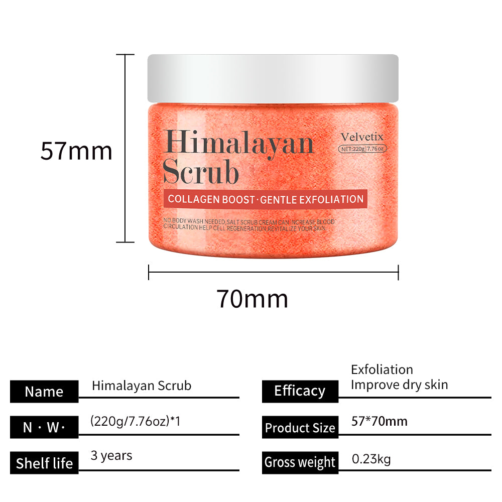 Hllozzi Himalayan Salt Scrub – Deep Exfoliating Body, Face & Hand Scrub with Collagen, Aloe Vera, Coconut & Jojoba – Moisturizing & Skin Repair Care