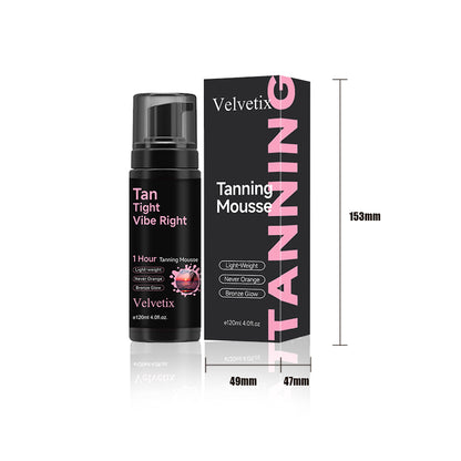 Velvetix Dark Self Tanner – Love at First Tan Mousse, 1 Hour Express, No Orange, No Smell, Vegan & Smooth Moisturizing Bronze Finish – 4.0 Fl Oz