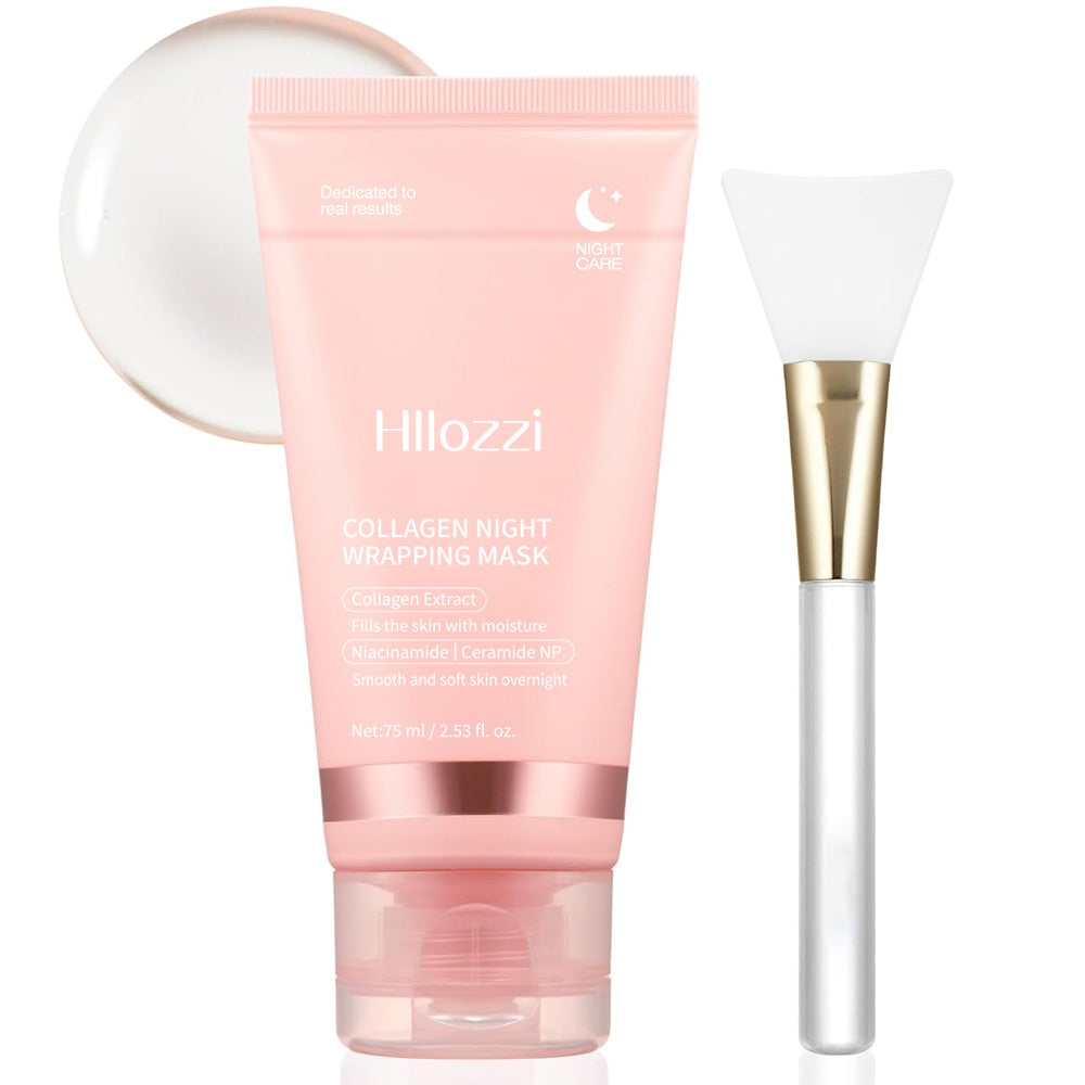 Hllozzi Overnight Collagen Wrapping Mask – Peel-Off Hydrating, Lifting & Glow Care – With Niacinamide, Ceramide NP & Hyaluronic Acid, 75ml
