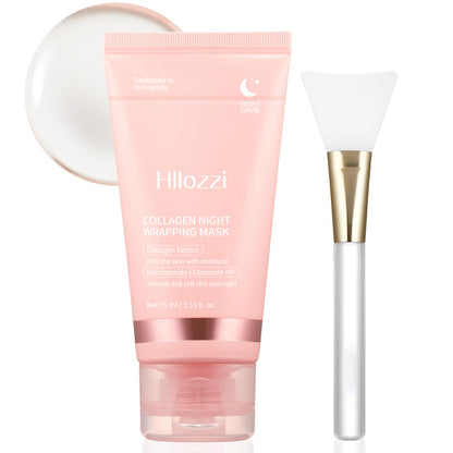 Hllozzi Overnight Collagen Wrapping Mask – Peel-Off Hydrating, Lifting & Glow Care – With Niacinamide, Ceramide NP & Hyaluronic Acid, 75ml
