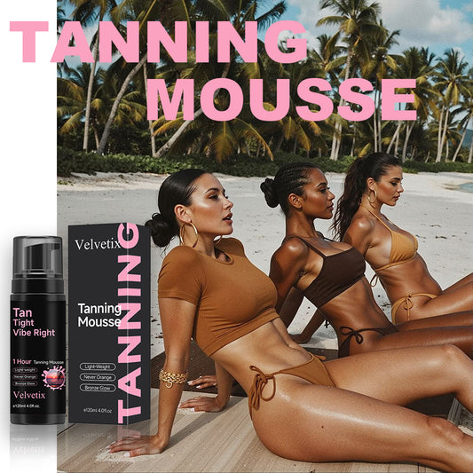 Velvetix Dark Self Tanner – Love at First Tan Mousse, 1 Hour Express, No Orange, No Smell, Vegan & Smooth Moisturizing Bronze Finish – 4.0 Fl Oz