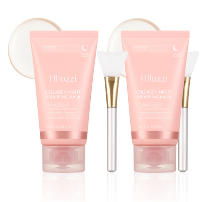 Hllozzi Overnight Collagen Wrapping Mask – Peel-Off Hydrating, Lifting & Glow Care – With Niacinamide, Ceramide NP & Hyaluronic Acid, 75ml