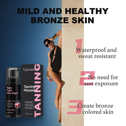 Velvetix Dark Self Tanner – Love at First Tan Mousse, 1 Hour Express, No Orange, No Smell, Vegan & Smooth Moisturizing Bronze Finish – 4.0 Fl Oz