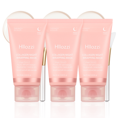 Hllozzi Overnight Collagen Wrapping Mask – Peel-Off Hydrating, Lifting & Glow Care – With Niacinamide, Ceramide NP & Hyaluronic Acid, 75ml