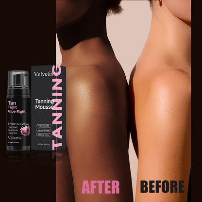 Velvetix Dark Self Tanner – Love at First Tan Mousse, 1 Hour Express, No Orange, No Smell, Vegan & Smooth Moisturizing Bronze Finish – 4.0 Fl Oz