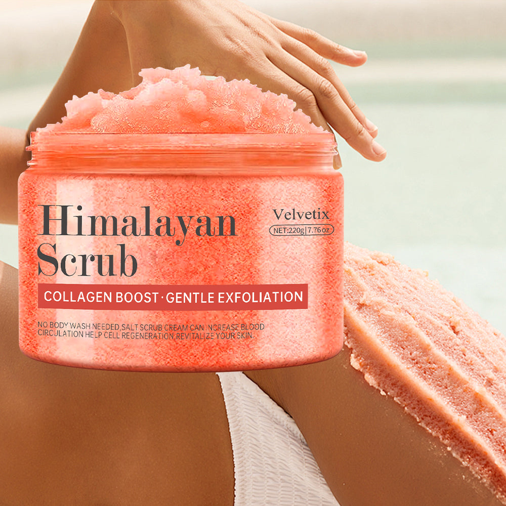 Hllozzi Himalayan Salt Scrub – Deep Exfoliating Body, Face & Hand Scrub with Collagen, Aloe Vera, Coconut & Jojoba – Moisturizing & Skin Repair Care