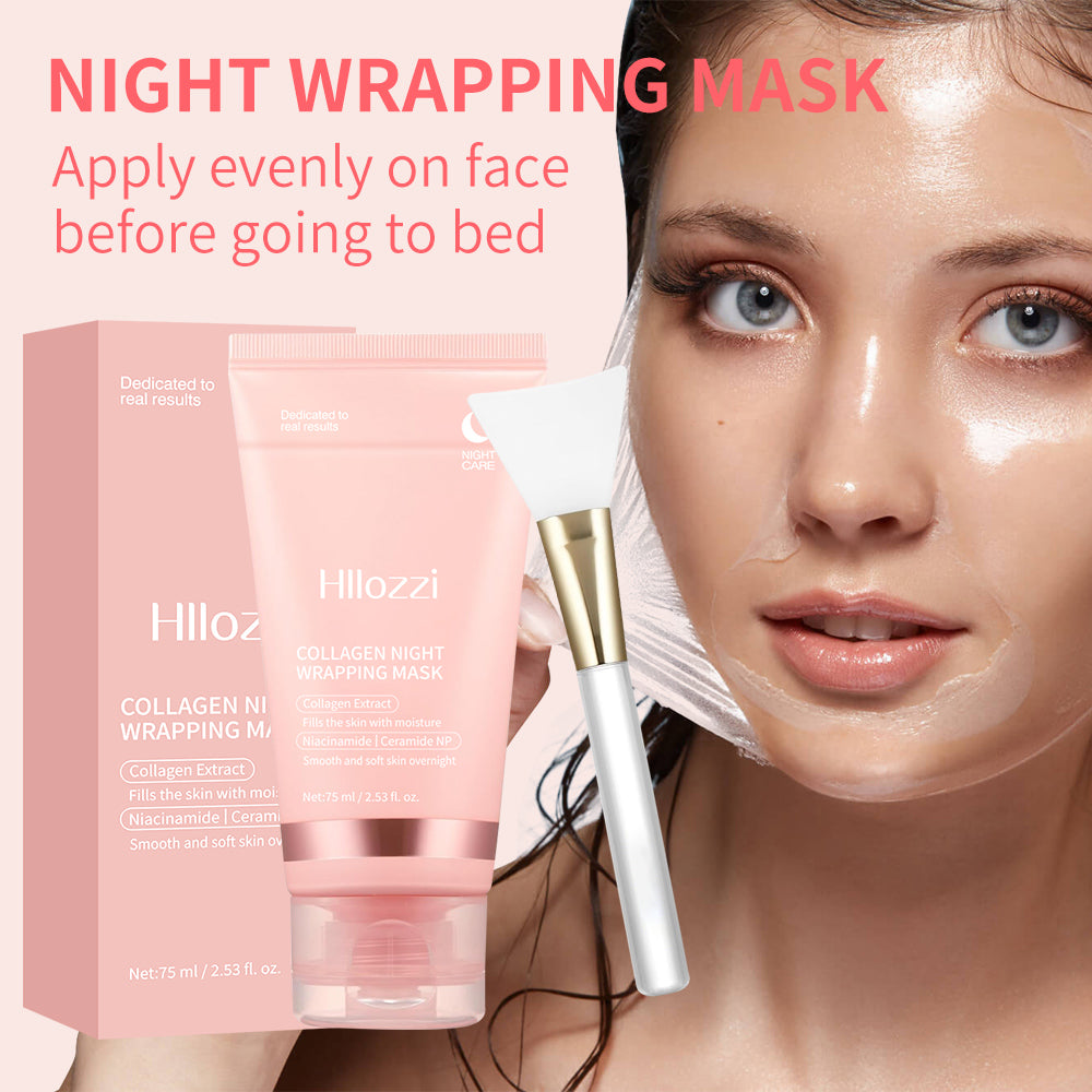 Hllozzi Overnight Collagen Wrapping Mask – Peel-Off Hydrating, Lifting & Glow Care – With Niacinamide, Ceramide NP & Hyaluronic Acid, 75ml