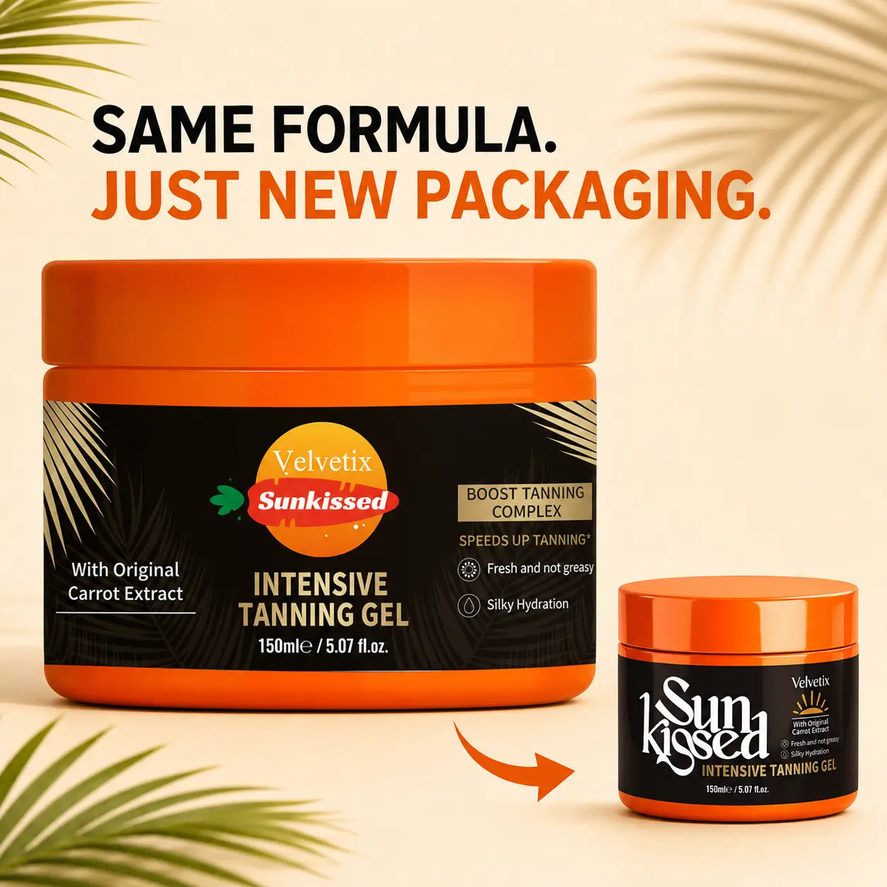 Velvetix Fast Tanning Gel product jar for pale skin outdoor tanning routine with sunscreen