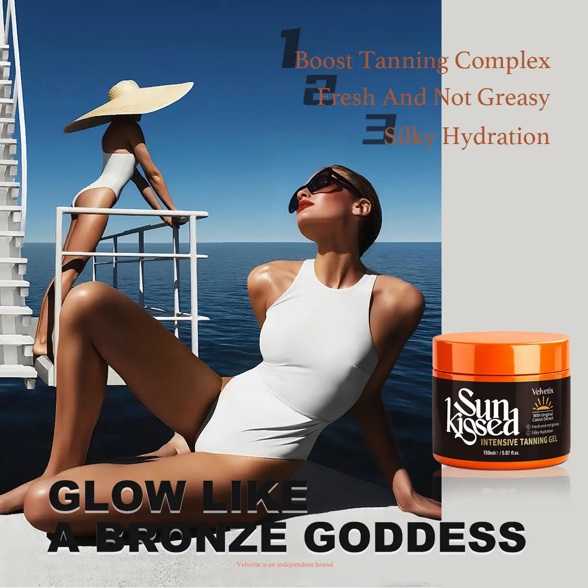 Velvetix Tanning Gel – 5.07oz Fast Tan Accelerator for Outdoor Use