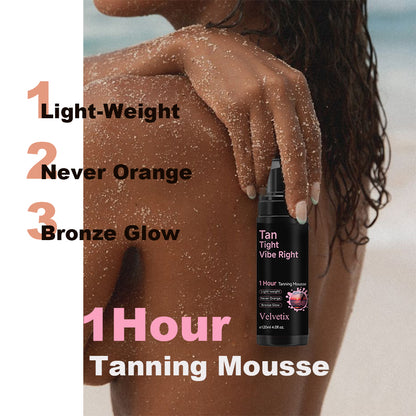 Velvetix Dark Self Tanner – Love at First Tan Mousse, 1 Hour Express, No Orange, No Smell, Vegan & Smooth Moisturizing Bronze Finish – 4.0 Fl Oz