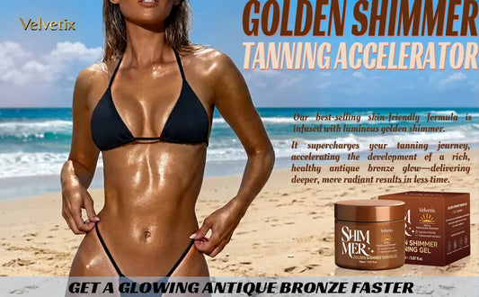 Hllozzi Golden Shimmer Tanning Gel | Fast Tan Enhancer for Indoor & Outdoor 7564