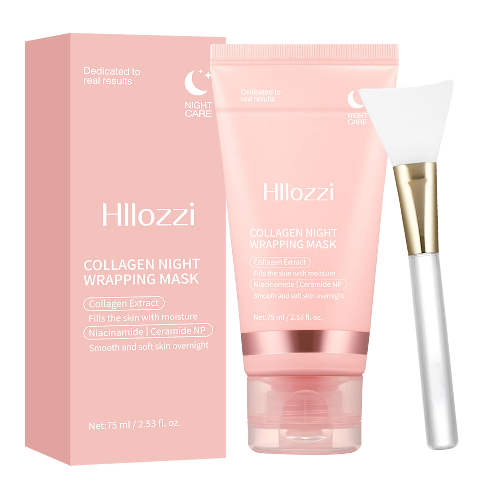 Hllozzi Overnight Collagen Wrapping Mask – Peel-Off Hydrating, Lifting & Glow Care – With Niacinamide, Ceramide NP & Hyaluronic Acid, 75ml