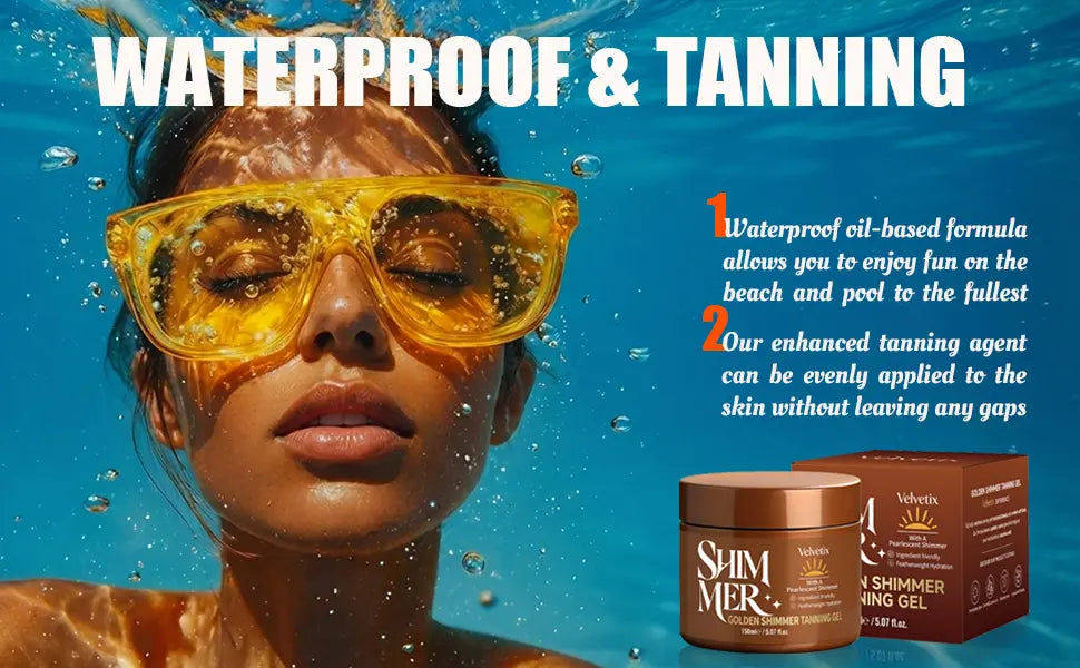Velvetix tanning gel video thumbnail for SPF-first outdoor tanning application routine