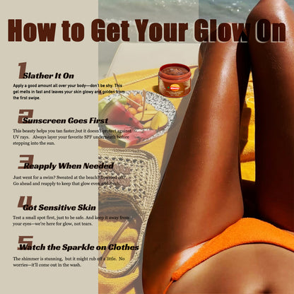 Hllozzi Golden Shimmer Tanning Gel | Fast Tan Enhancer for Indoor & Outdoor