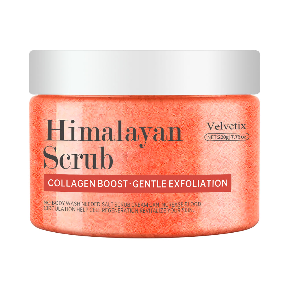 Hllozzi Himalayan Salt Scrub – Deep Exfoliating Body, Face & Hand Scrub with Collagen, Aloe Vera, Coconut & Jojoba – Moisturizing & Skin Repair Care